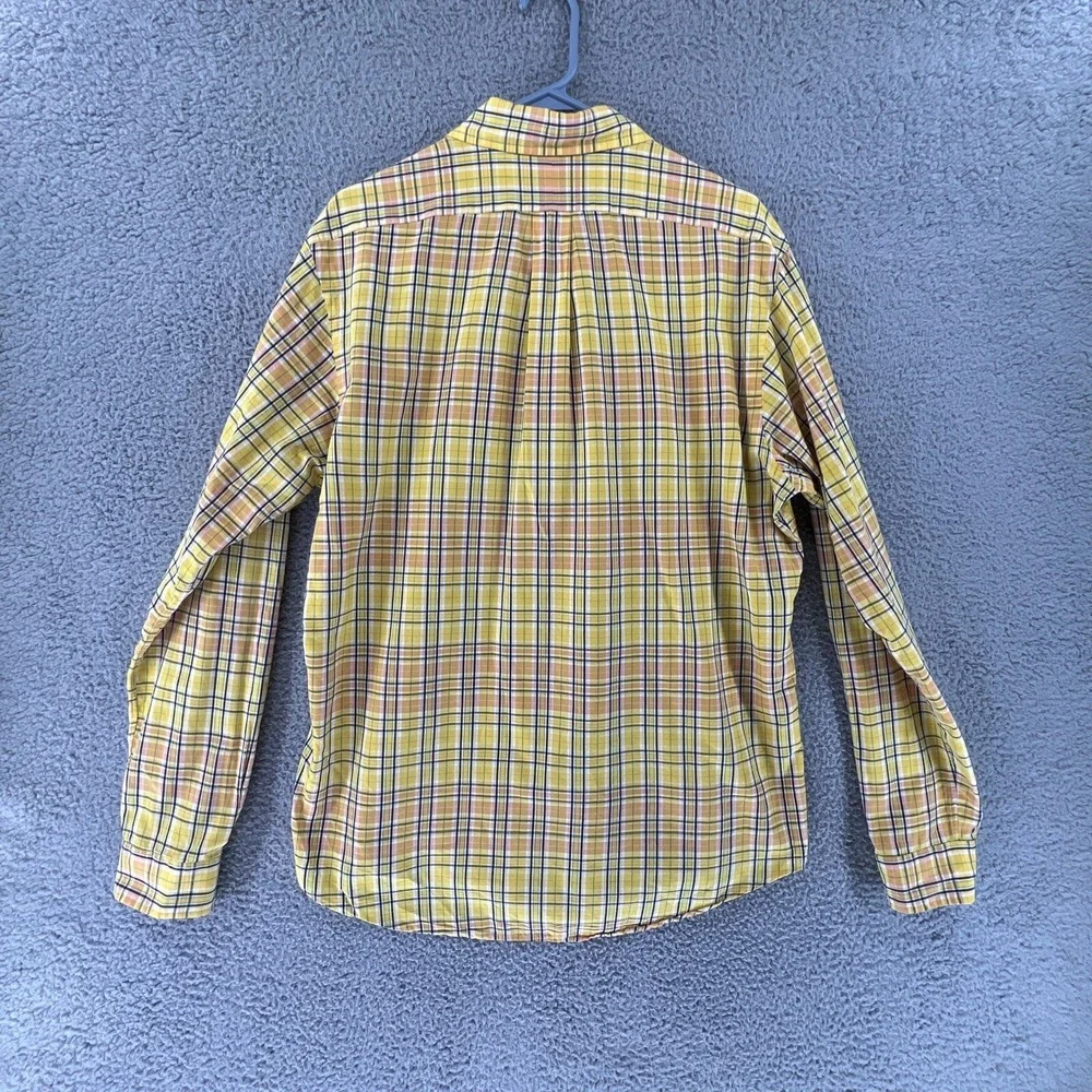 Polo Ralph Lauren Mens Yellow Plaid Custom Fit Button Down Shirt Large Cotton